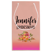 花嫁介添人 |モダンパーソナライズされた スモールペーパーバッグ (裏面)