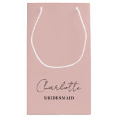 花嫁介添人 |最小限のスクリプトバラ金ゴールド スモールペーパーバッグ (裏面)