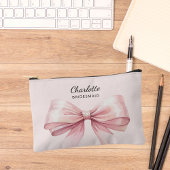 花嫁付き添い者の弓ピンクエレガントの名前 アクセサリーポーチ