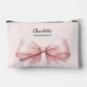 花嫁付き添い者の弓ピンクエレガントの名前 アクセサリーポーチ (裏面)