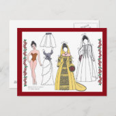 花嫁伝統的紙人形葉書 ポストカード (正面/裏面)