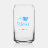 花嫁候補のミセス ○○様 日付 青いハートの水彩画 ガラス缶 (裏面)