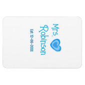 花嫁候補のミセス ○○様 日付 青いハートの水彩画 マグネット (横)