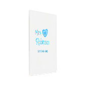 花嫁候補のミセス ○○様 日付 青いハートの水彩画 メタルプリント (アングル)