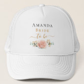 花嫁候補のローズゴールドの花とユーカリのグリーン キャップ (正面)