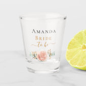 花嫁候補のローズゴールド フローラル ユーカリ グリーン ショットグラス (正面)