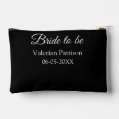 花嫁候補の名前と日付の黒と白の結婚前パーティーの招待状 アクセサリーポーチ (裏面)