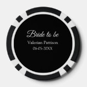 花嫁候補の名前と日付の黒と白の結婚前パーティーの私たち ポーカーチップ (裏面)