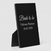 花嫁候補の名前と日付の黒と白の結婚前パーティー フォトプラーク (側面)