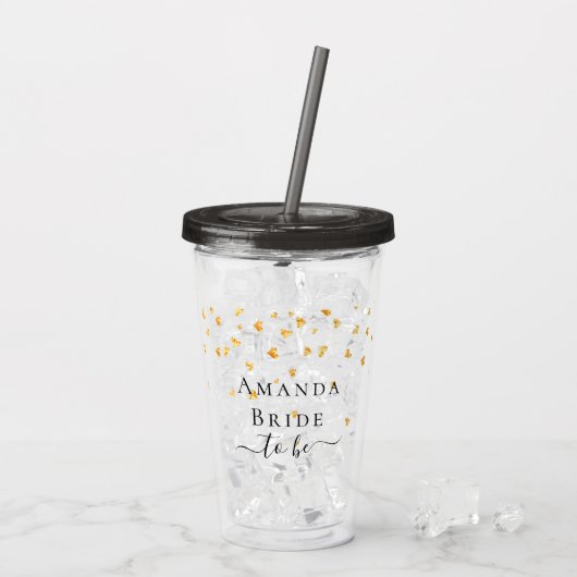 花嫁候補の名前をゴールドハートで飾る アクリルタンブラー (アイス裏面)