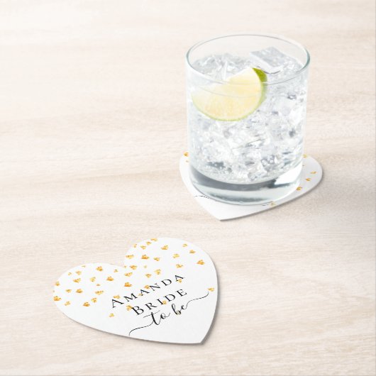 花嫁候補の名前をゴールドハートで飾る ペーパーコースター (インサイチュ)