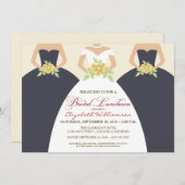 花嫁及び新婦付添人の花嫁の昼食会の招待(灰色) 招待状 (正面/裏面)