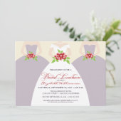 花嫁及び新婦付添人の花嫁の昼食会の招待: 紫色 招待状 (スタンド正面)