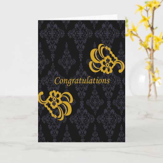 花嫁及び新郎のお祝い カード (黄色い花)