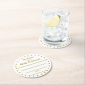 花嫁及び新郎のための2セントを結婚する金ゴールドホイル ラウンドペーパーコースター (インサイチュ)