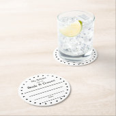 花嫁及び新郎のための2セントを結婚する黒いホイル ラウンドペーパーコースター (インサイチュ)