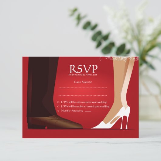花嫁及び新郎は最初にモダンなRSVPの結婚式の招待状を踊ります 出欠カード (スタンド正面)