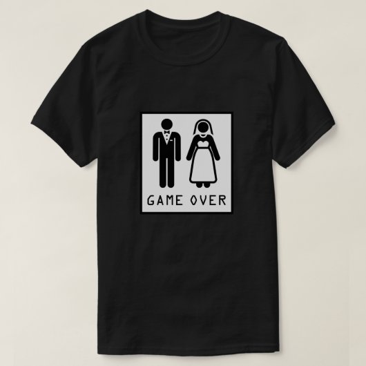 花嫁及び新郎上の婚約したか結婚したなゲーム Tシャツ (デザイン正面)