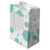 花嫁及びCOのティール(緑がかった色)の青い水玉模様の好意のバッグ ミディアムペーパーバッグ (裏面アングル)