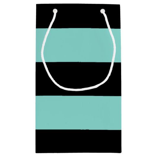 花嫁及びCOのティール（緑がかった色）の青および黒いパーティーのギフトバッグ スモールペーパーバッグ (裏面)