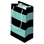 花嫁及びCOのティール(緑がかった色)の青および黒いパーティーのギフトバッグ スモールペーパーバッグ (裏面アングル)