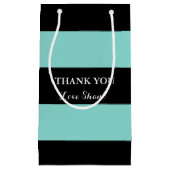 花嫁及びCOのティール(緑がかった色)の青および黒いパーティーのギフトバッグ スモールペーパーバッグ (正面)