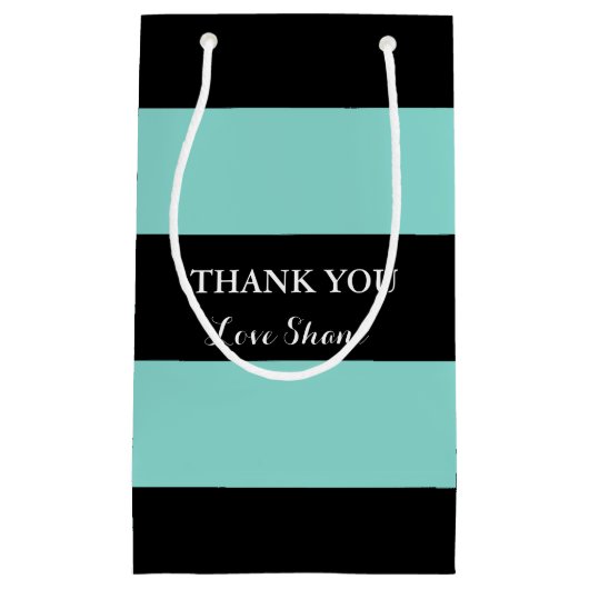 花嫁及びCOのティール（緑がかった色）の青および黒いパーティーのギフトバッグ スモールペーパーバッグ (正面)