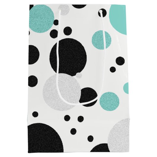 花嫁及びCOの水玉模様のウェディングシャワーのパーティー ミディアムペーパーバッグ (裏面)