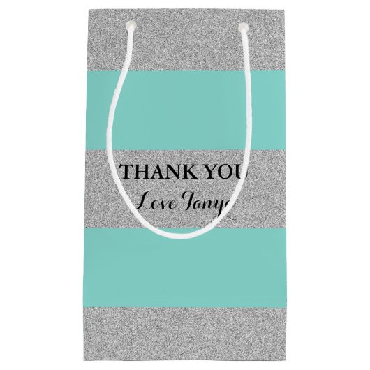 花嫁及びCOの青く、銀製のパーティーのギフトバッグ スモールペーパーバッグ (正面)