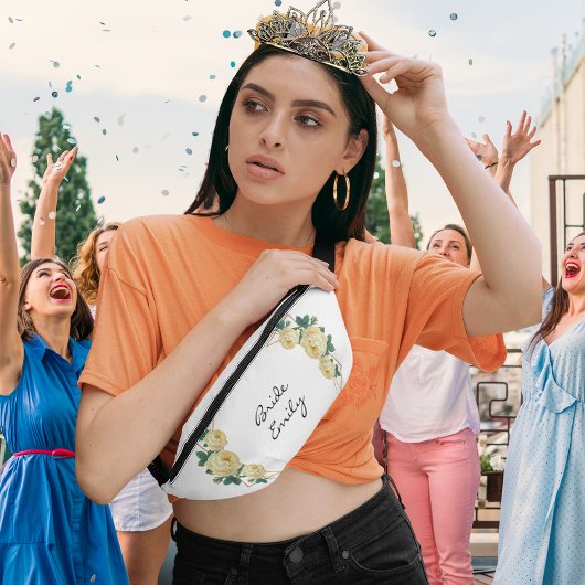 花嫁名イエローフローラエレガント金ゴールドグリッター地域 ファニーパック