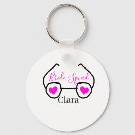 花嫁団のピンクとブラックの眼鏡 ハートのウェディングプランナー キーホルダー