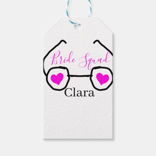 花嫁団 ピンク ブラック サングラス ハート ブライズメイド ギフトタグ (正面)