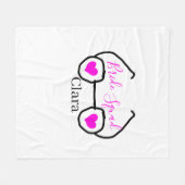 花嫁団 ピンク ブラック サングラス ハート ブライズメイド フリースブランケット (正面(横))