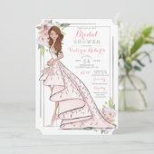 花嫁図解入りの、写真付きのフローラブライダルシャワー 招待状 (スタンド正面)