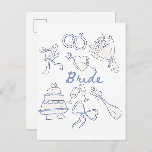 花嫁婚約結婚のカップルの夫の妻 インビテーションポストカード (正面/裏面)