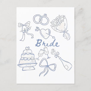 花嫁婚約結婚のカップルの夫の妻 シーズンポストカード