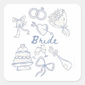 花嫁婚約結婚のカップルの夫の妻 スクエアシール (正面)