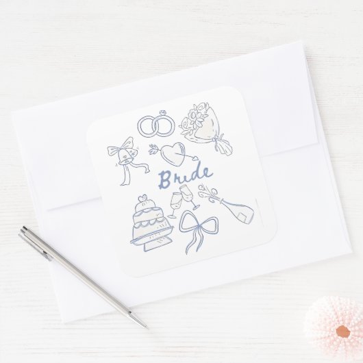 花嫁婚約結婚のカップルの夫の妻 スクエアシール (封筒)