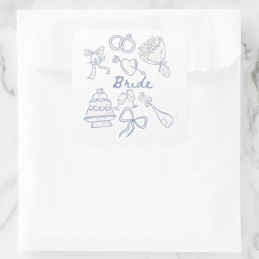 花嫁婚約結婚のカップルの夫の妻 スクエアシール (バッグ)