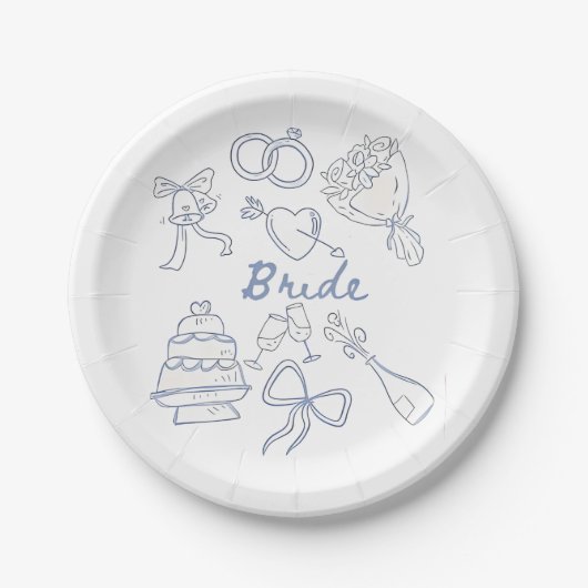 花嫁婚約結婚のカップルの夫の妻 ペーパープレート (正面)