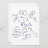 花嫁婚約結婚のカップルの夫の妻 招待状 (正面/裏面)