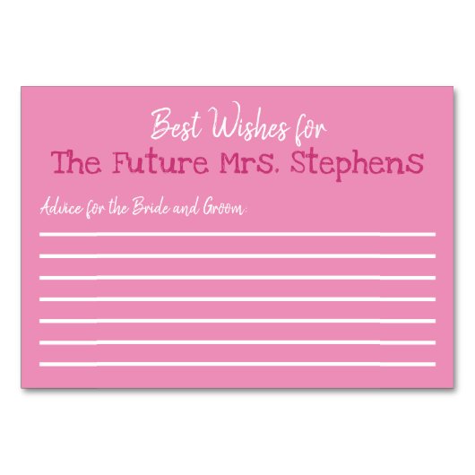 花嫁最高のブライダルシャワーの願い テーブルナンバー (正面)