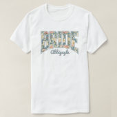 花嫁様スカイラインブルーレトロフラワー Tシャツ (デザイン正面)