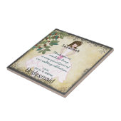 花嫁渦巻形の付き有難う木でガウンを着て タイル (側面)