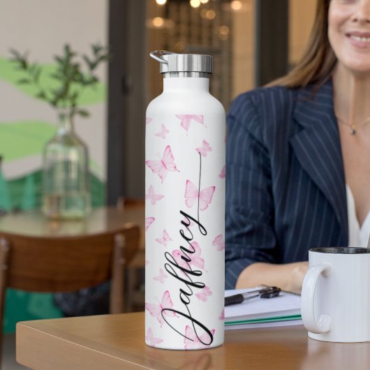 花嫁用ピンクの蝶パタカスタムン ウォーターボトル