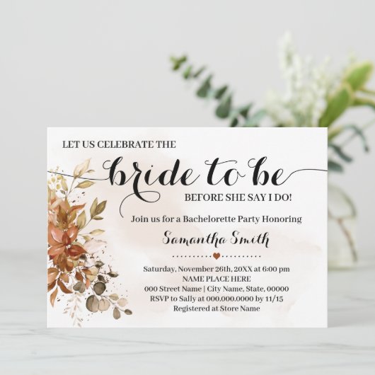 花嫁祝がシャワーになる秋の結婚式 招待状 (スタンド正面)