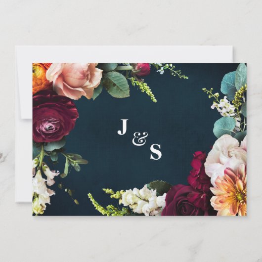 花嫁祝がシャワーワインネイビー結婚ズ 招待状 (裏面)