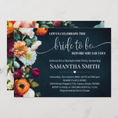 花嫁祝がシャワーワインネイビー結婚ズ 招待状 (正面/裏面)