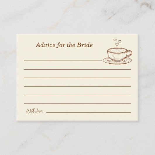 花嫁素朴のコーヒーブライダルシャワーアドバイス エンクロージャーカード (正面)
