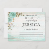 花嫁素朴用木材ターコイズフローラレシピカード 招待状 (正面)